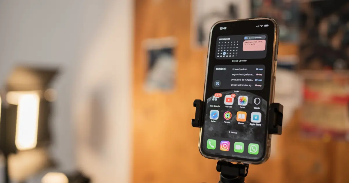 Smartphone mounted for a close compatibility and settings check